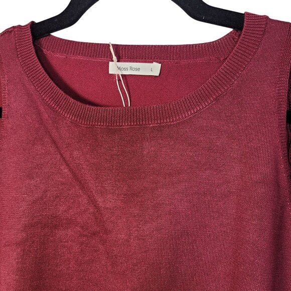 Moss Rose Women's Knit Sweater Shoulder Cut Out Red Wine Long Sleeve Size large - Picture 4 of 9